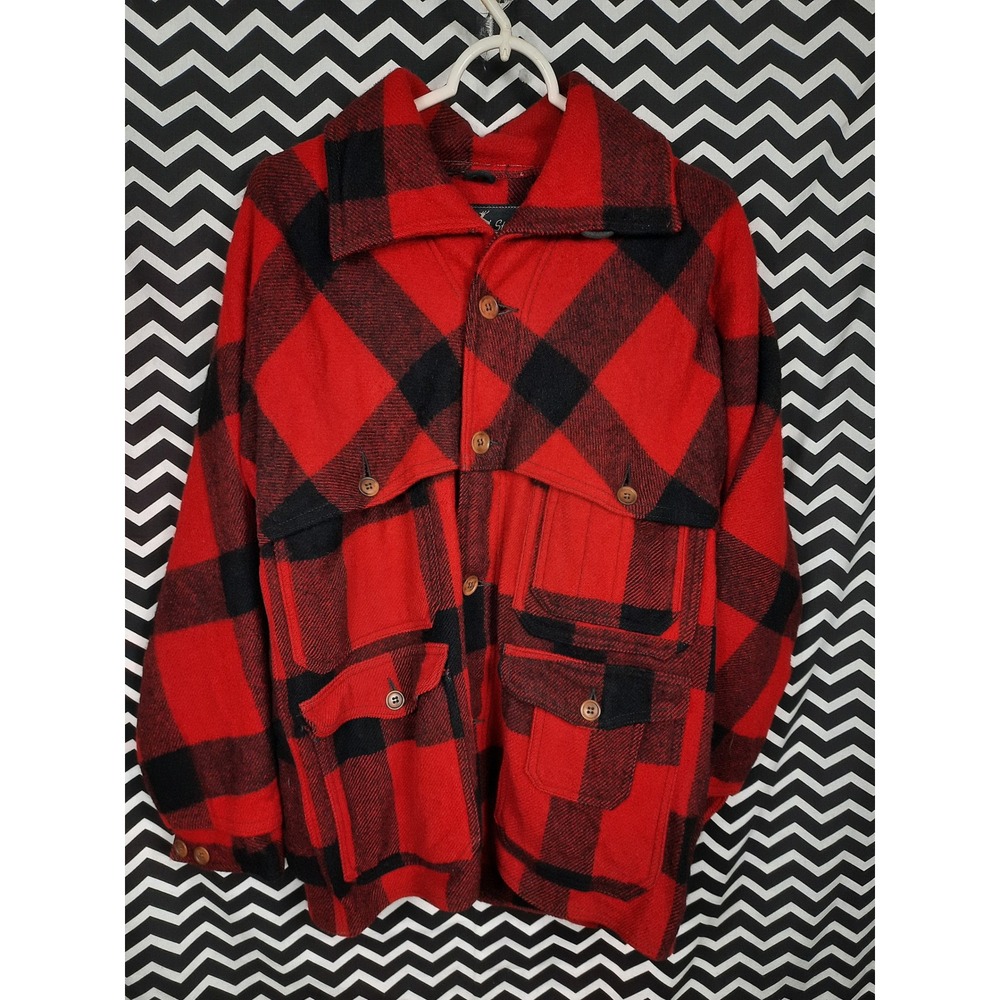 Vintage White Stag Westwools Red Buffalo Plaid Wool Hunting Jacket Mens Medium